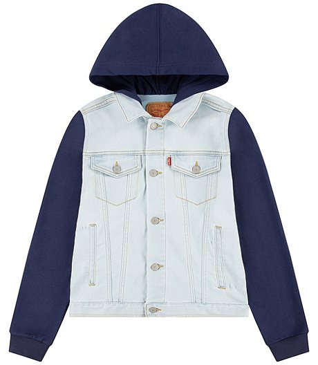 Boys' Indigo Hooded Snap Front Jacket