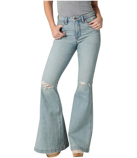 Women's Retro High Rise Flare Jeans - Light Indigo