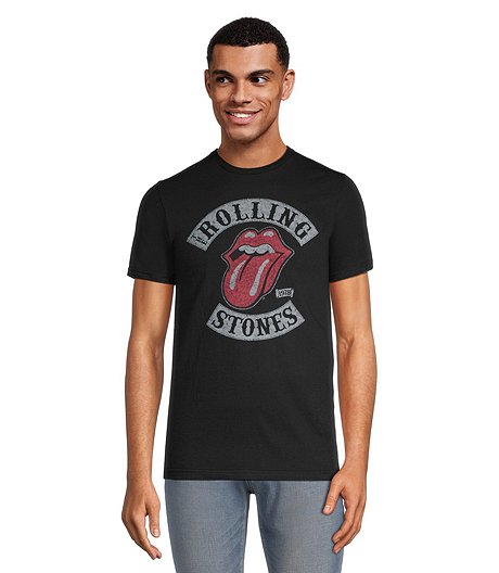 T-shirt graphique de coupe classique à col ras du cou pour hommes, motif Rolling Stones