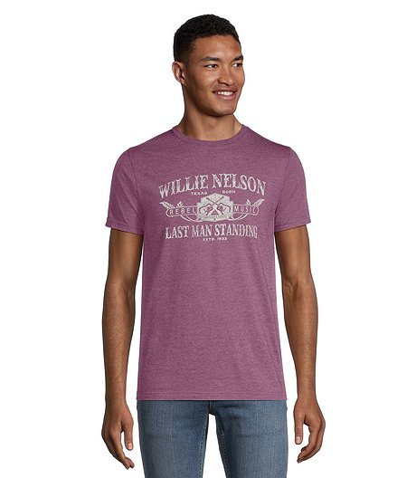 T-shirt graphique de coupe classique à col ras du cou pour hommes, motif Willie Nelson
