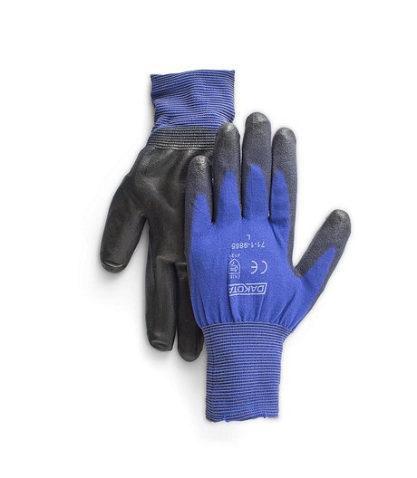 Unisex 2 Pack Form Fitting Light PU Coated Work Gloves - Black Blue