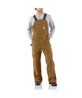 Carhartt Men's R37 Zip-To-Thigh Chap Unlined Front Bib Overall - Brown