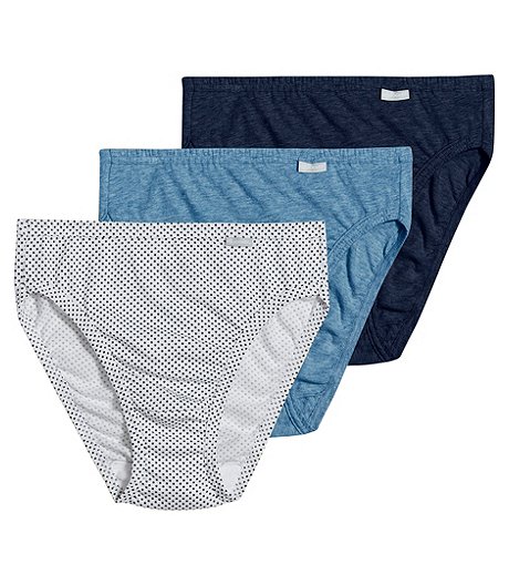 Women's 3 Pack Classic Fit Basic French Cut Briefs Underwear - Extended Size