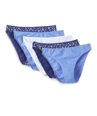 Women's Denver Hayes 5-Pack Cotton Stretch Bikini Blue/White Floral Dot Large Women's Denver Hayes 5-Pack Cotton Stretch Bikini Blue/White Floral Dot Large