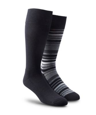 Men's Denver Hayes Men's 2-Pack Stripe/Solid Casual Sock Black 7-12 Men's Denver Hayes Men's 2-Pack Stripe/Solid Casual Sock Black 7-12