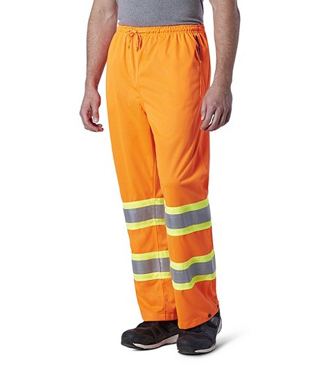 Men's Lightweight Pull On Safety Pants with Elastic Waistband - Orange