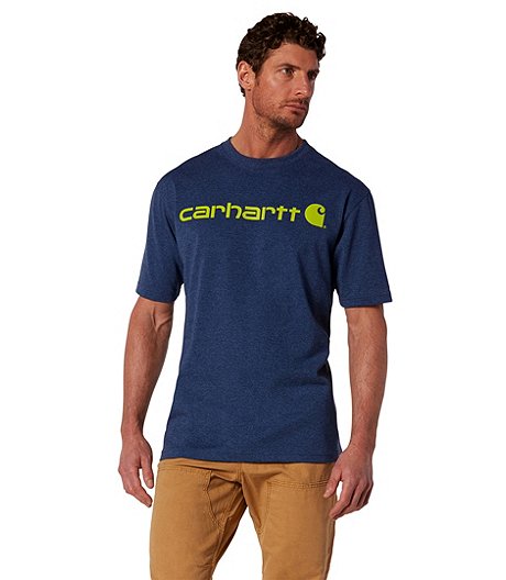 Men's Signature Logo Loose Fit Heavyweight Graphic T Shirt - Dark Cobalt Blue