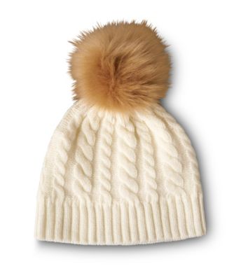 cap with fur pom pom