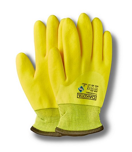 Unisex Ninja Ice High Visibility Three Quarter Dip HPT Coated Palm Work Gloves - Yellow