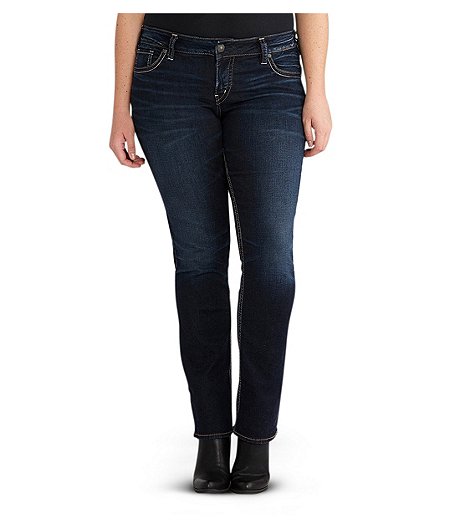Women's Suki Curvy Fit Mid Rise Straight Leg Jeans - Dark Indigo - Plus Size