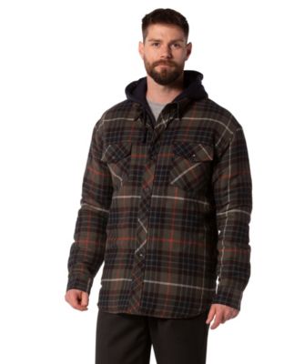 plaid hooded quilted flannel shirt