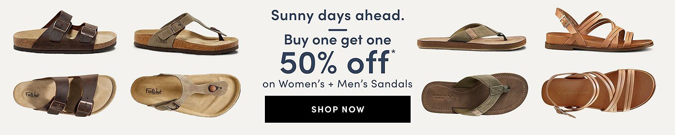Sunny days ahead. Buy One Get One 50% Off* on women's + men's sandals. Shop workwear.