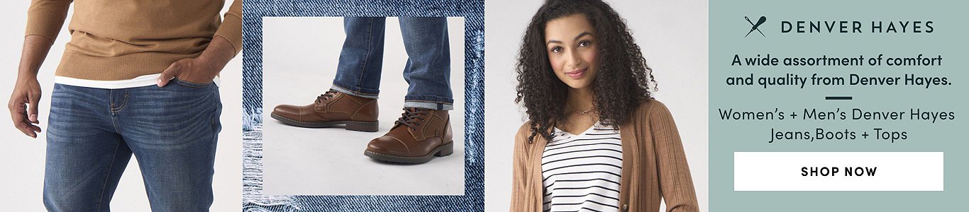 A wide assortment of comfort and quality from Denver Hayes. Women's + Men's Denver Hayes Jeans, Boots + Tops. Shop Now