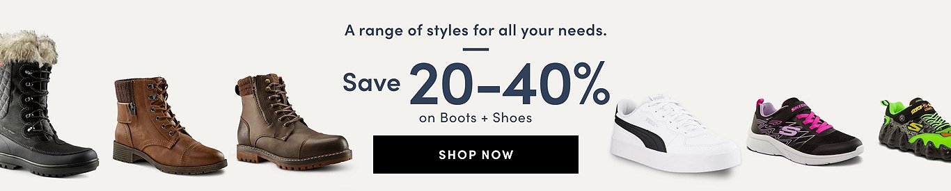 A range of styles for all your needs. Save 20-40% on boots + shoes. Shop now.